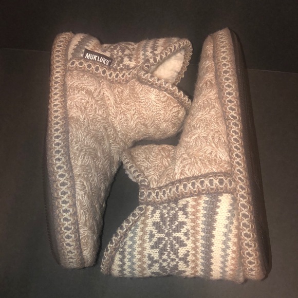 Muk Luks Knitted Faux Sherpa Lined Slippers - Picture 3 of 8